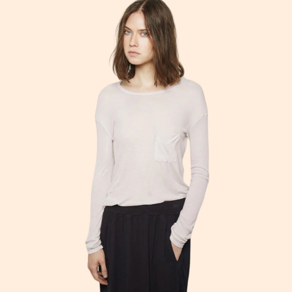 Raquel Allegra Ribbed Tee Dirty White